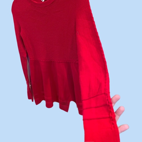 NWOT $65 Crown and Ivy | Peplum | Preppy Sweater in Red - Picture 4 of 9